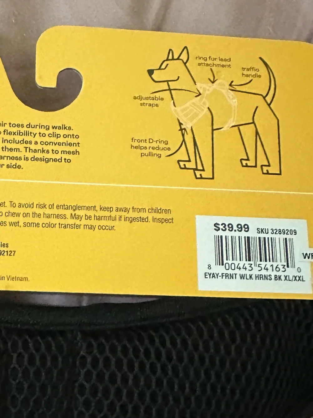 NWT Every Yay Black Embrace the Pace Front Walking Dog Harness - Size XL/XXL